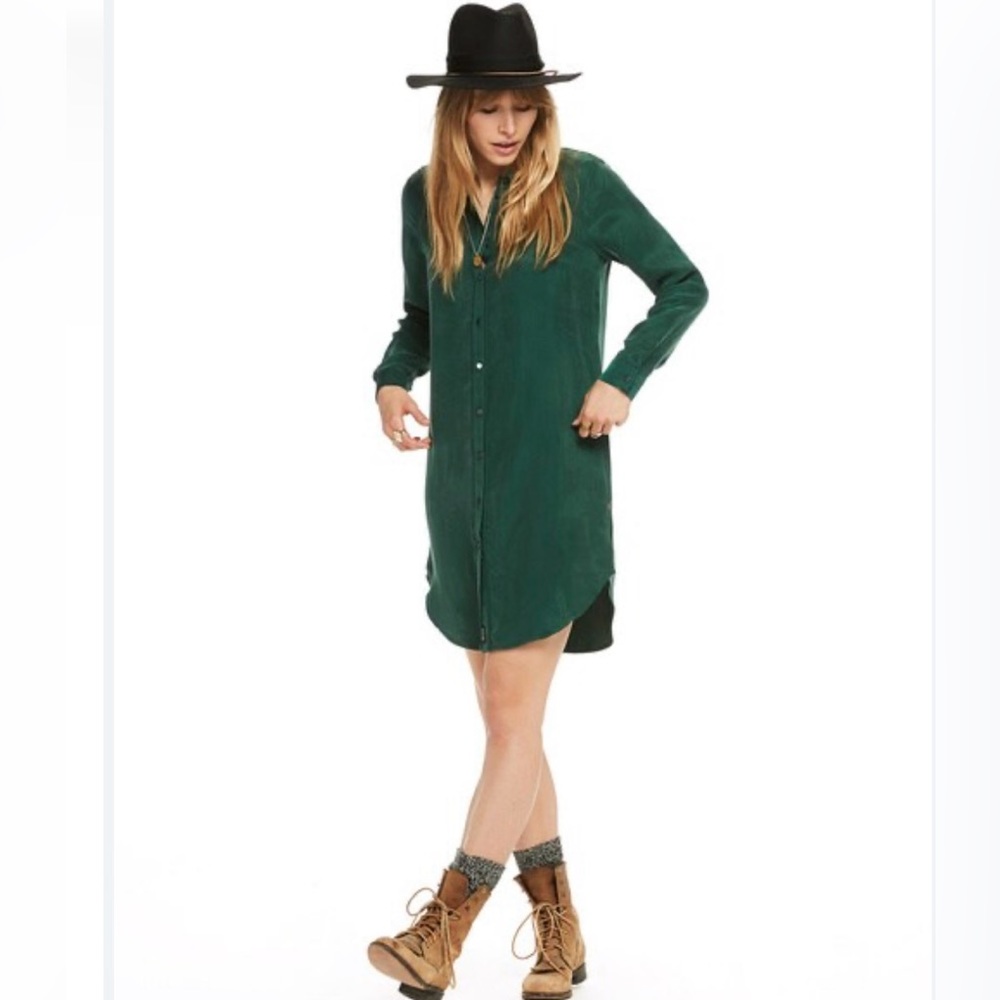 Scotch & Soda Women’s Forrest Green High-Low Shirt Mini Dress. Size M SKU 364